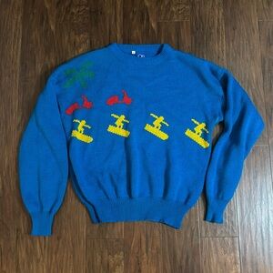 Vintage Ocean Pacific Surfboard blue sweater